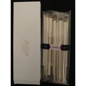 Jessup 10Pieces T330 Light Grey Premium Vegan Blending Face Brush Set